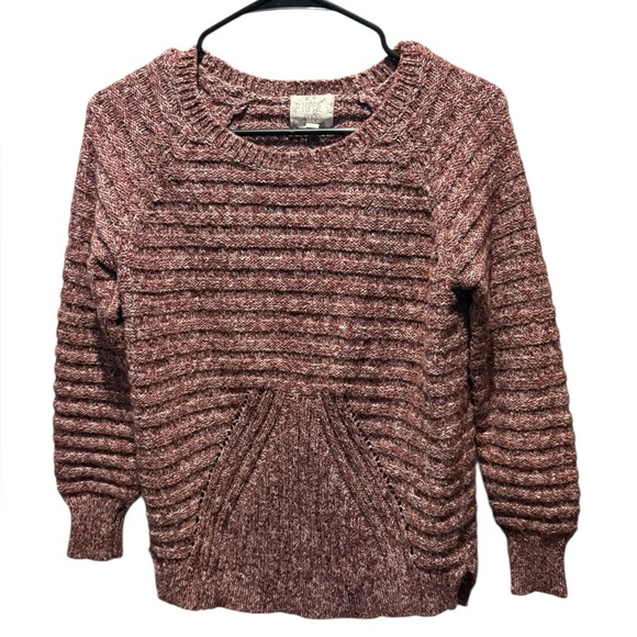 Hippie Rose Sweater Dusty Rose Pink Knit Crochet Style Juniors Small Lightweight - Picture 1 of 6